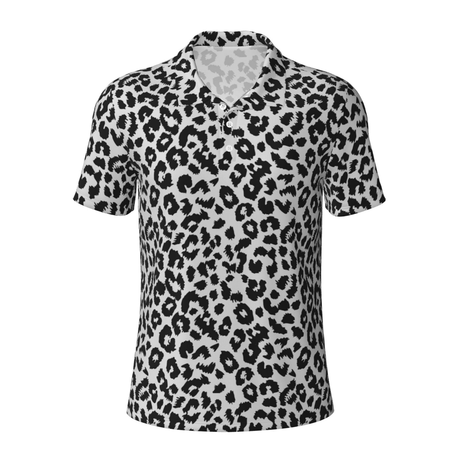 Vsdgher Similar To Leopard Print Print Men's Short Sleeve Stretch Polo Shirt, Moisture-Wicking Performance Polo Shirt