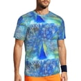 thumbnail image 1 of Wukai Peacock Print Men's Short-Sleeved Mesh T-Shirt,Quick-Dry Short Sleeve Workout T-Shirt-3X-Large, 1 of 8
