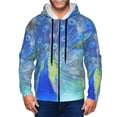 thumbnail image 1 of Wukai Peacock Print Men's Zip-Up Hoodie,Fleece Full-Zip Hoodie for Men, Hooded Sweatshirt-X-Large, 1 of 5