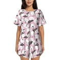 thumbnail image 1 of Wukai Pineapple Flamingo Women's Pajama Set,Short-Sleeve Top and Shorts with Elastic Waistband and Pockets for Loungewear, Yoga, and Casual Wear-Medium, 1 of 8