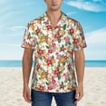 thumbnail image 1 of Wukai Pineapple Flower Men's Hawaiian Shirt Short Sleeve Casual Button Down Summer Beach Aloha Shirt Tropical Print Holiday Party, 1 of 1