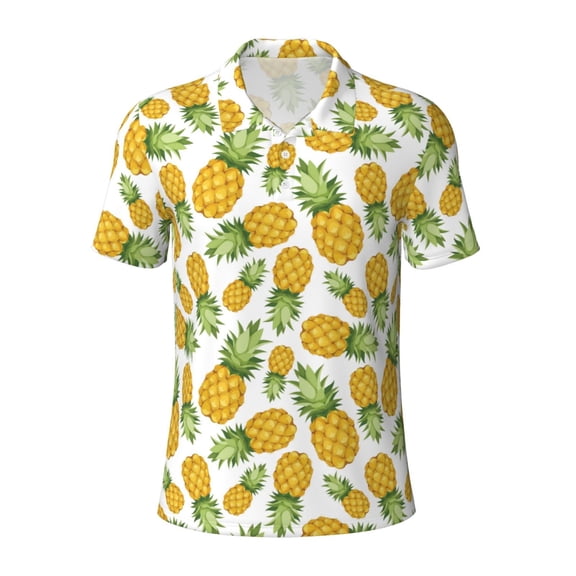 Wukai Pineapple Men’s Polo Shirts,Quick-Dry Athletic Shirt,Classic Fit Shirts-3X-Large
