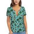 thumbnail image 1 of Wukai Pineapple Sea Turtle Casual V-Neck Graphic Tees for Women: Lightweight and Breathable Summer Tops with Stylish Design-Medium, 1 of 8