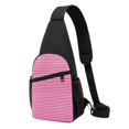 thumbnail image 1 of Wukai Pink Gingham Versatile Chest Bag with Adjustable Strap and Multiple Pockets for Daily Use, Outdoor Sports, Shopping, and Excursions, 1 of 6
