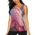 thumbnail image 1 of Wukai Pink Parrot Tropical Blossoms Print Women's Workout Tank Top Mesh Yoga Shirts Athletic Running Shirt Athletic Gym Shirts-, 1 of 7