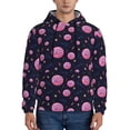 thumbnail image 1 of Wukai Pink Planets And Stars Print Men Hoodies Fleece Sweatshirts Long Sleeve Sweaters Pullover Fall Outfits Winter Clothes-X-Large, 1 of 7