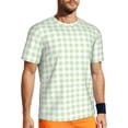 thumbnail image 1 of Wukai Pistachio Green Checkboard Print Men's Short-Sleeved Mesh T-Shirt,Quick-Dry Short Sleeve Workout T-Shirt-4X-Large, 1 of 8