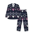 thumbnail image 1 of Wukai Pixel Heart Winter Men's Long Sleeve Pajama Set,Long Sleeve Mens Sleepwear with Pockets & Front Fly-X-Large, 1 of 6