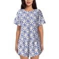 thumbnail image 1 of Wukai Plaid Flowers Women's Pajama Set,Short-Sleeve Top and Shorts with Elastic Waistband and Pockets for Loungewear, Yoga, and Casual Wear-Large, 1 of 8