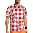 thumbnail image 1 of Wukai Plaid Heart Print Men's Short-Sleeved Mesh T-Shirt,Quick-Dry Short Sleeve Workout T-Shirt-3X-Large, 1 of 8