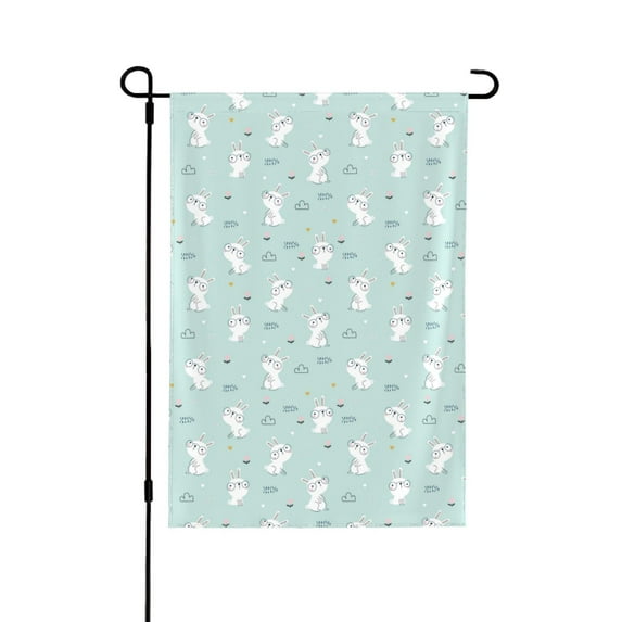 Wukai Playing Rabbit Garden Flags Double Sided Welcome Garden Yard House Flags Outside Outdoor House (Only Flag)