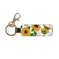 thumbnail image 1 of Wukai Plump Sunflower And Sketch Print Leather Car Keychain, Universal Key Fob Keychain, Leather Key Chain Holder for Men and Women,360 Degree Rotatable, 1 of 5