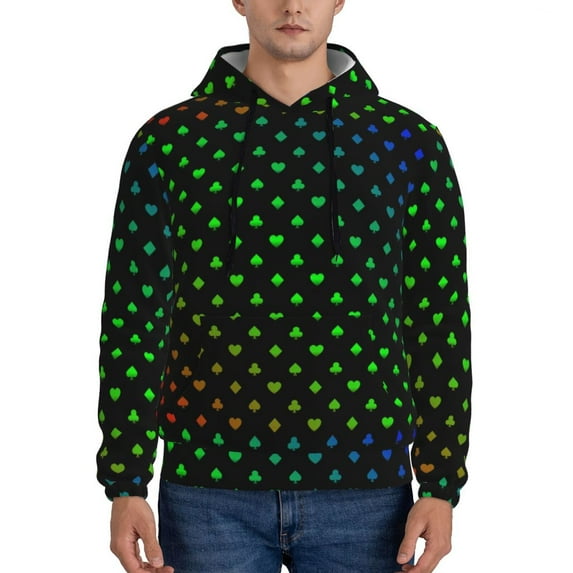 Wukai Poker Shapes Print Men Hoodies Fleece Sweatshirts Long Sleeve Sweaters Pullover Fall Outfits Winter Clothes-4X-Large