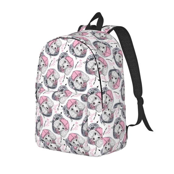 Wukai Poodle Dog Durable Canvas Laptop Backpack,Adjustable Shoulder Straps,Water-Resistant,Large Capacity,Stylish Design, Fits 15-17in Laptops,Unisex for School,Office,Travel-Medium