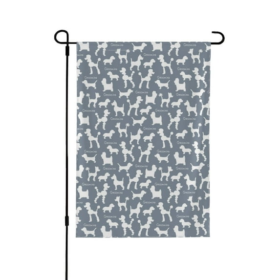 Wukai Poodle Dog Garden Flags Double Sided Welcome Garden Yard House Flags Outside Outdoor House (Only Flag)