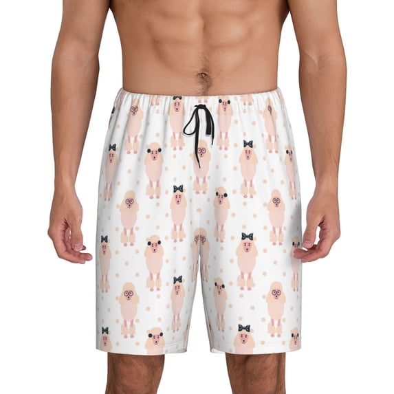 Wukai Poodle Dog Men’s Short Pajama Pants With Pockets Soft Sleep Pj Shorts for Men-Small