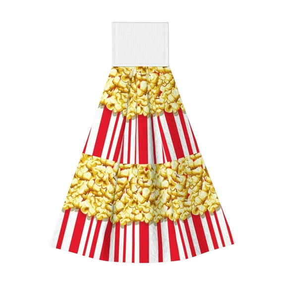 Wukai Popcorn Print Kitchen Towels Quick Dry Washcloths, Coral Velvet Dishtowels Multipurpose Reusable Cloths, Soft Tea Absorbent Cleaning Cloths