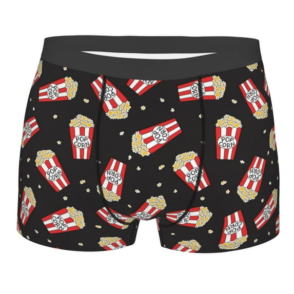 Wukai Popcorn Print Men’s Underwear Breathable Boxer Briefs, Moisture Wicking & Breathable-Medium