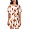 thumbnail image 1 of Wukai Popcorn Women's Pajama Set,Short-Sleeve Top and Shorts with Elastic Waistband and Pockets for Loungewear, Yoga, and Casual Wear-Medium, 1 of 8