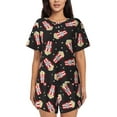 thumbnail image 1 of "Wukai Popcorn Women's Pajama Set - Short-Sleeve Top and Shorts with Elastic Waistband and Pockets for Loungewear, Yoga, and Casual Wear-Small, 1 of 8