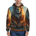 thumbnail image 1 of Wukai Prairie Meditating Lion Print Men Hoodies Fleece Sweatshirts Long Sleeve Sweaters Pullover Fall Outfits Winter Clothes-3X-Large, 1 of 7