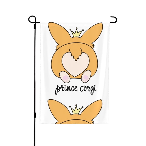 Wukai Prince Corgi Dog Garden Flags Double Sided Welcome Garden Yard House Flags Outside Outdoor House (Only Flag)