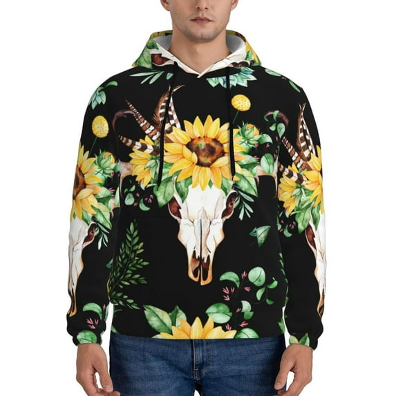 Wukai Print Men Hoodies Fleece Sweatshirts Long Sleeve Sweaters Pullover Fall Outfits Winter Clothes-Small