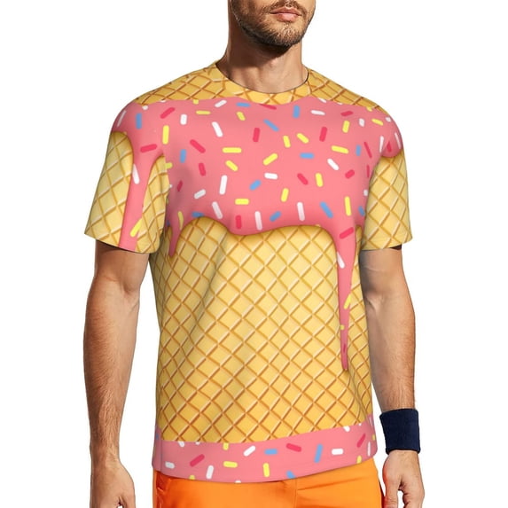 Wukai Print Men's Short-Sleeved Mesh T-Shirt,Quick-Dry Short Sleeve Workout T-Shirt-XX-Large
