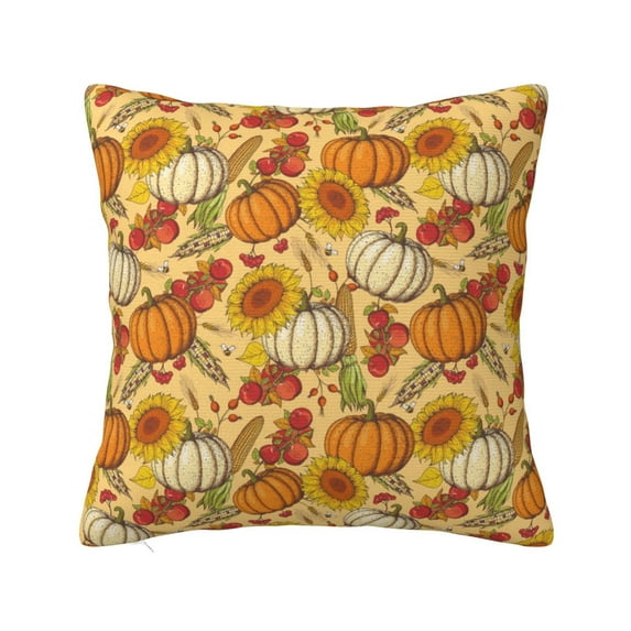 Wukai Pumpkin And Sunflower Premium Polyester Fleece Pillow Covers with Hidden Zipper Closure,Luxuriously Soft and Durable-12"x12"