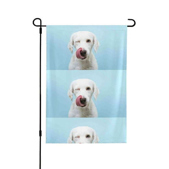 Wukai Puppy Licks Nose Garden Flags Double Sided Welcome Garden Yard House Flags Outside Outdoor House (Only Flag)