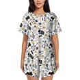 thumbnail image 1 of Wukai Puppy Print Women's Pajama Set - Short-Sleeve Top and Shorts with Elastic Waistband and Pockets for Loungewear, Yoga, and Casual Wear-Large, 1 of 8
