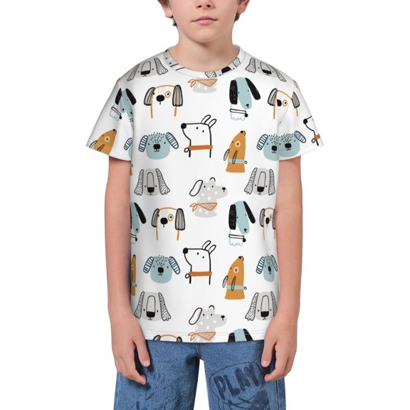 Wukai Puppy Youth Unisex Short Sleeve T-Shirt for Boys, Girls, Teens, and Kids-X-Small