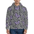 thumbnail image 1 of Wukai Purple Butterflies Print Men Hoodies Fleece Sweatshirts Long Sleeve Sweaters Pullover Fall Outfits Winter Clothes-3X-Large, 1 of 7