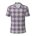 thumbnail image 1 of Wukai Purple Floral Gingham Check Plaid Men’s Polo Shirts,Quick-Dry Athletic Shirt,Classic Fit Shirts-Small, 1 of 8