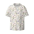thumbnail image 1 of Wukai Purple Flower Rabbit Men's Casual Short-Sleeve Button Down Shirt - Lightweight Summer Dress Shirt for Daily Wear-Large, 1 of 7