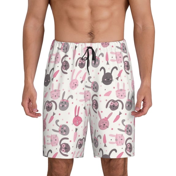 Wukai Rabbit And Carrot Men’s Short Pajama Pants With Pockets Soft Sleep Pj Shorts for Men-3X-Large