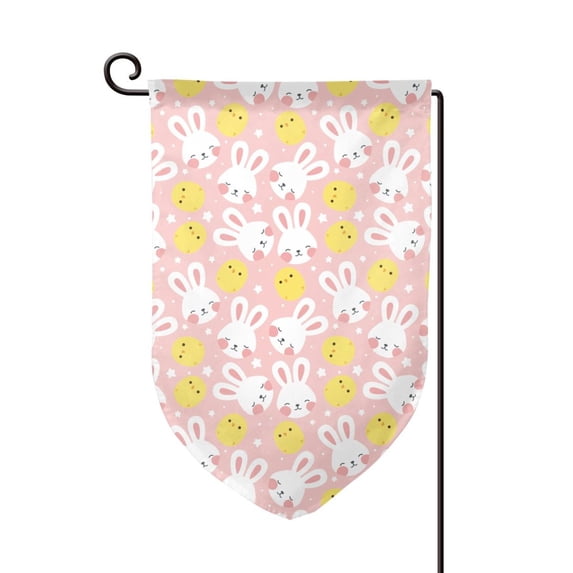 Wukai Rabbit And Chick Print Garden Flag 12.5x18 Inch Double Sided Sun-resistant Rain-resistant, Wrinkle-resistant Colorfast(Only Flag)