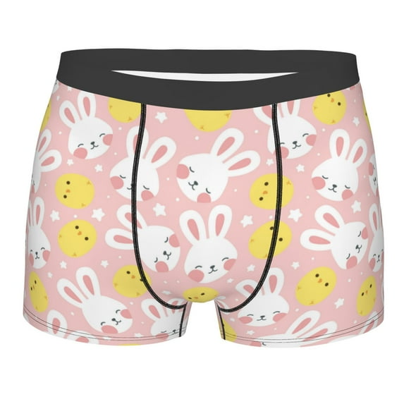 Wukai Rabbit And Chick Print Men’s Underwear Breathable Boxer Briefs, Moisture Wicking & Breathable-XX-Large