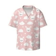 thumbnail image 1 of Wukai Rabbit And Cloud Men's Casual Short-Sleeve Button Down Shirt - Lightweight Summer Dress Shirt for Daily Wear-Large, 1 of 7