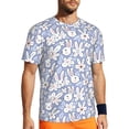 thumbnail image 1 of Wukai Rabbit And Floral Print Men's Short-Sleeved Mesh T-Shirt,Quick-Dry Short Sleeve Workout T-Shirt-6X-Large, 1 of 8