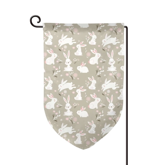 Wukai Rabbit And Flower Print Garden Flag 12.5x18 Inch Double Sided Sun-resistant Rain-resistant, Wrinkle-resistant Colorfast(Only Flag)