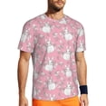 thumbnail image 1 of Wukai Rabbit And Flower Print Men's Short-Sleeved Mesh T-Shirt,Quick-Dry Short Sleeve Workout T-Shirt-Medium, 1 of 8