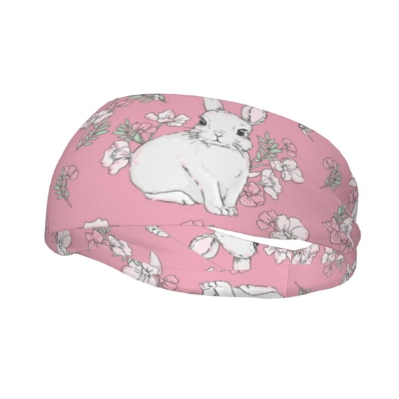 Wukai Rabbit And Flower Sports sweatband,Men & Women Sweatband Headband for Running, Cross Training, Racquetball, Working Out