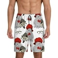 thumbnail image 1 of Wukai Rabbit And Hedgehog Men’s Short Pajama Pants With Pockets Soft Sleep Pj Shorts for Men-, 1 of 6