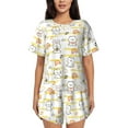 thumbnail image 1 of Wukai Rabbit And Milk Tea Women's Pajama Set,Short-Sleeve Top and Shorts with Elastic Waistband and Pockets for Loungewear, Yoga, and Casual Wear-3X-Large, 1 of 8
