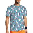 thumbnail image 1 of Wukai Rabbit And Rainbow Print Men's Short-Sleeved Mesh T-Shirt,Quick-Dry Short Sleeve Workout T-Shirt-X-Small, 1 of 8
