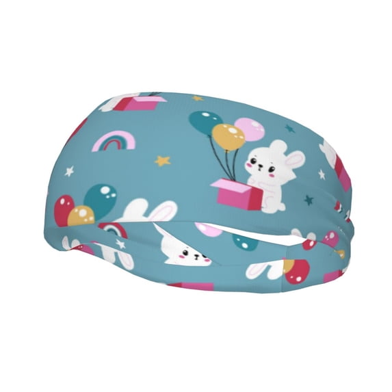 Wukai Rabbit And Rainbow Sports sweatband,Men & Women Sweatband Headband for Running, Cross Training, Racquetball, Working Out