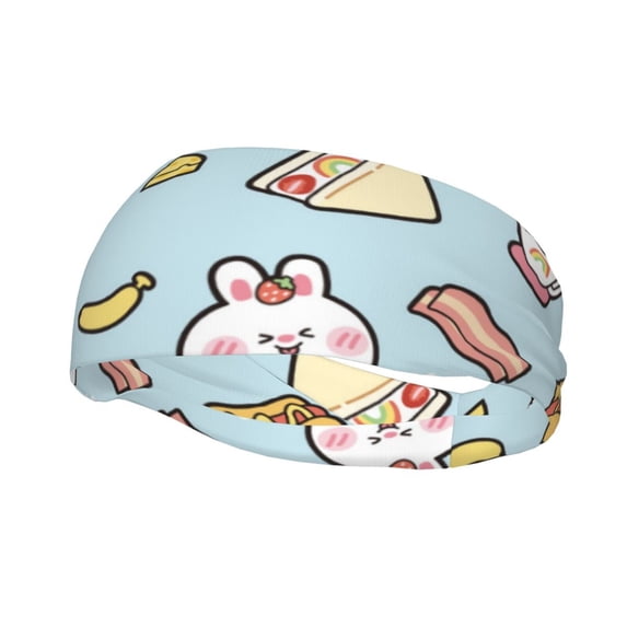 Wukai Rabbit Burger Coffee Sports sweatband,Men & Women Sweatband Headband for Running, Cross Training, Racquetball, Working Out
