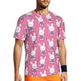 thumbnail image 1 of Wukai Rabbit Holding Flowers Print Men's Short-Sleeved Mesh T-Shirt,Quick-Dry Short Sleeve Workout T-Shirt-XX-Large, 1 of 8