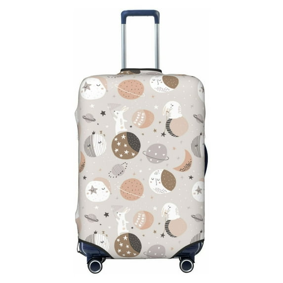 Wukai Rabbit In Space Elastic Luggage Cover: Personalized Protection for Your Suitcase - Fits 19~29-inch, Washable & Durable Travel Companion-Large